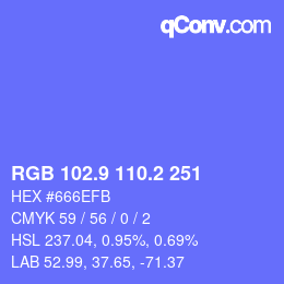 カラーコード: RGB 102.9 110.2 251 | qconv.com