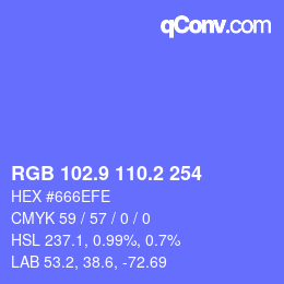 カラーコード: RGB 102.9 110.2 254 | qconv.com