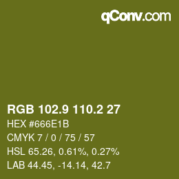 カラーコード: RGB 102.9 110.2 27 | qconv.com