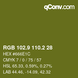 カラーコード: RGB 102.9 110.2 28 | qconv.com
