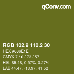 カラーコード: RGB 102.9 110.2 30 | qconv.com