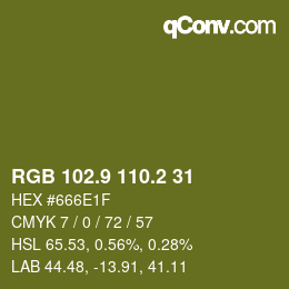 カラーコード: RGB 102.9 110.2 31 | qconv.com