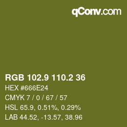 カラーコード: RGB 102.9 110.2 36 | qconv.com