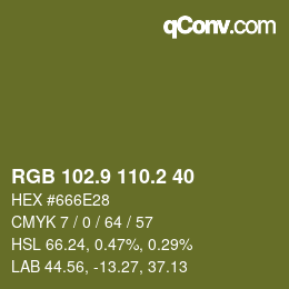 カラーコード: RGB 102.9 110.2 40 | qconv.com