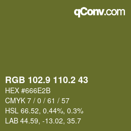 カラーコード: RGB 102.9 110.2 43 | qconv.com