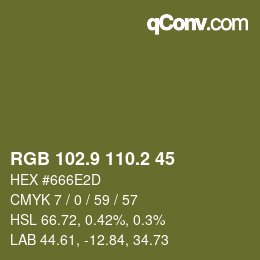 カラーコード: RGB 102.9 110.2 45 | qconv.com