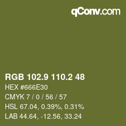 カラーコード: RGB 102.9 110.2 48 | qconv.com