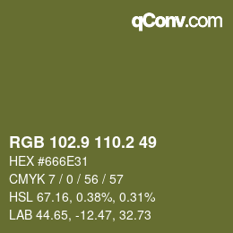 カラーコード: RGB 102.9 110.2 49 | qconv.com