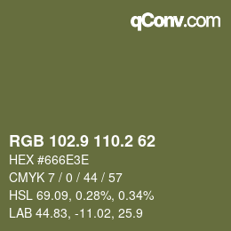 Farbcode: RGB 102.9 110.2 62 | qconv.com