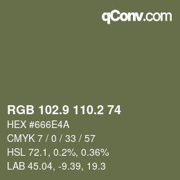 カラーコード: RGB 102.9 110.2 74 | qconv.com