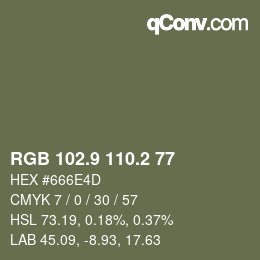 カラーコード: RGB 102.9 110.2 77 | qconv.com