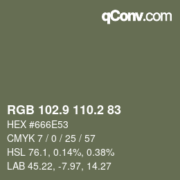 Color code: RGB 102.9 110.2 83 | qconv.com