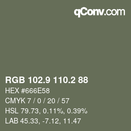 Color code: RGB 102.9 110.2 88 | qconv.com
