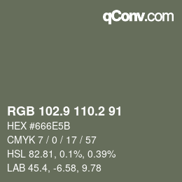 Code couleur: RGB 102.9 110.2 91 | qconv.com