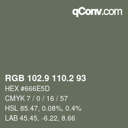 Color code: RGB 102.9 110.2 93 | qconv.com