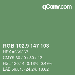 カラーコード: RGB 102.9 147 103 | qconv.com
