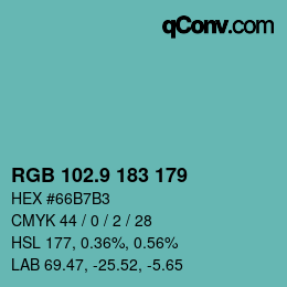 Color code: RGB 102.9 183 179 | qconv.com