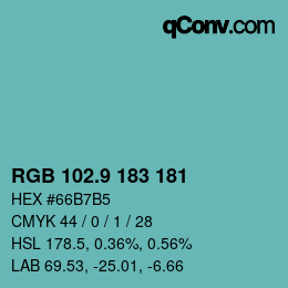 カラーコード: RGB 102.9 183 181 | qconv.com