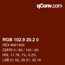 Color code: RGB 102.9 20.2 0 | qconv.com