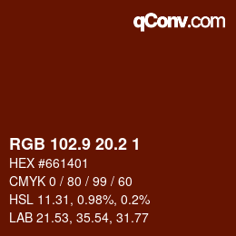 Color code: RGB 102.9 20.2 1 | qconv.com