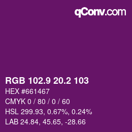 カラーコード: RGB 102.9 20.2 103 | qconv.com
