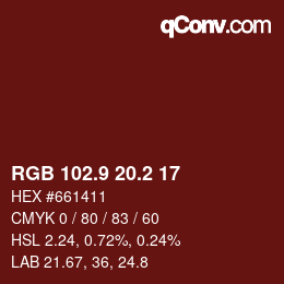 カラーコード: RGB 102.9 20.2 17 | qconv.com