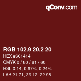 カラーコード: RGB 102.9 20.2 20 | qconv.com