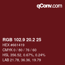 Color code: RGB 102.9 20.2 25 | qconv.com