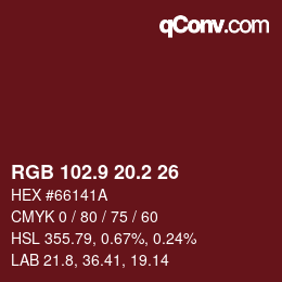 Color code: RGB 102.9 20.2 26 | qconv.com