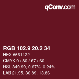 Color code: RGB 102.9 20.2 34 | qconv.com