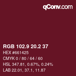 カラーコード: RGB 102.9 20.2 37 | qconv.com