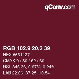 Color code: RGB 102.9 20.2 39 | qconv.com