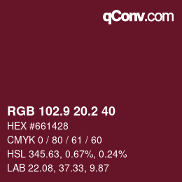 Color code: RGB 102.9 20.2 40 | qconv.com