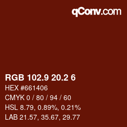 Color code: RGB 102.9 20.2 6 | qconv.com