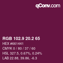 カラーコード: RGB 102.9 20.2 65 | qconv.com