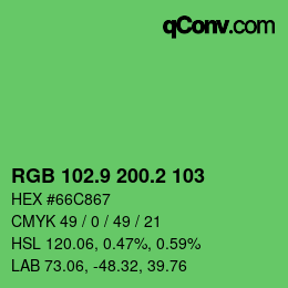 カラーコード: RGB 102.9 200.2 103 | qconv.com