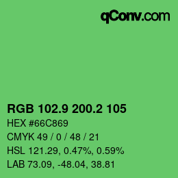 カラーコード: RGB 102.9 200.2 105 | qconv.com