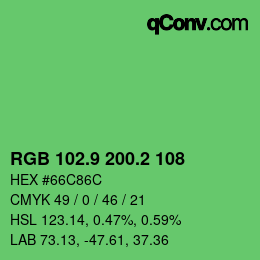 カラーコード: RGB 102.9 200.2 108 | qconv.com