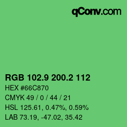 カラーコード: RGB 102.9 200.2 112 | qconv.com