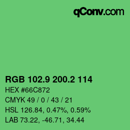 カラーコード: RGB 102.9 200.2 114 | qconv.com