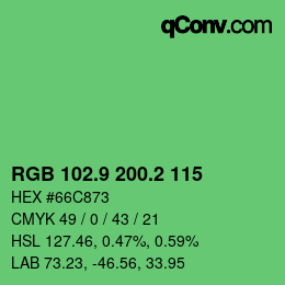 カラーコード: RGB 102.9 200.2 115 | qconv.com