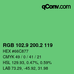 カラーコード: RGB 102.9 200.2 119 | qconv.com