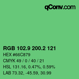 カラーコード: RGB 102.9 200.2 121 | qconv.com