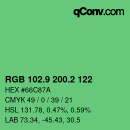 カラーコード: RGB 102.9 200.2 122 | qconv.com