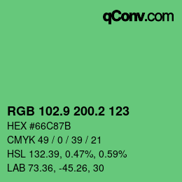 カラーコード: RGB 102.9 200.2 123 | qconv.com