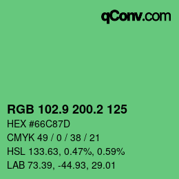 カラーコード: RGB 102.9 200.2 125 | qconv.com