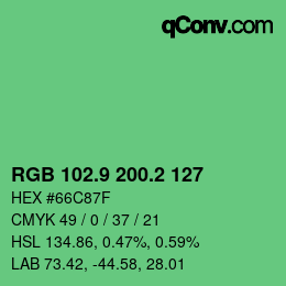 カラーコード: RGB 102.9 200.2 127 | qconv.com