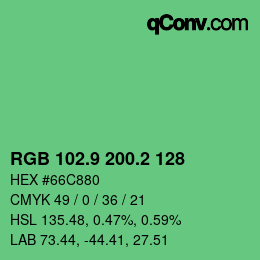 カラーコード: RGB 102.9 200.2 128 | qconv.com