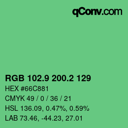 カラーコード: RGB 102.9 200.2 129 | qconv.com