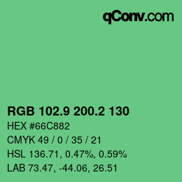 カラーコード: RGB 102.9 200.2 130 | qconv.com